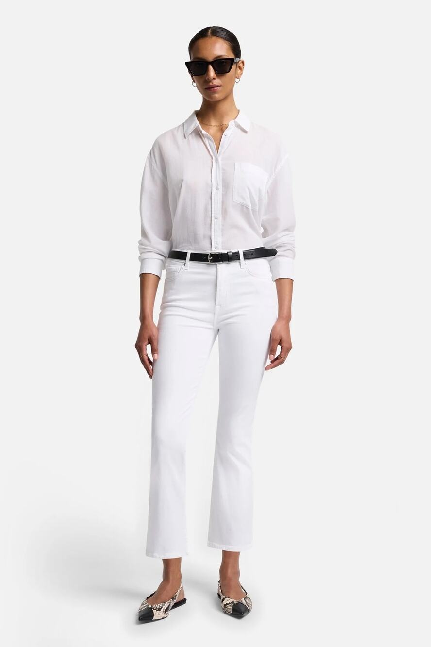 7 For All Mankind Slim Illusion High Waist Slim Kick White Jeans Size 27